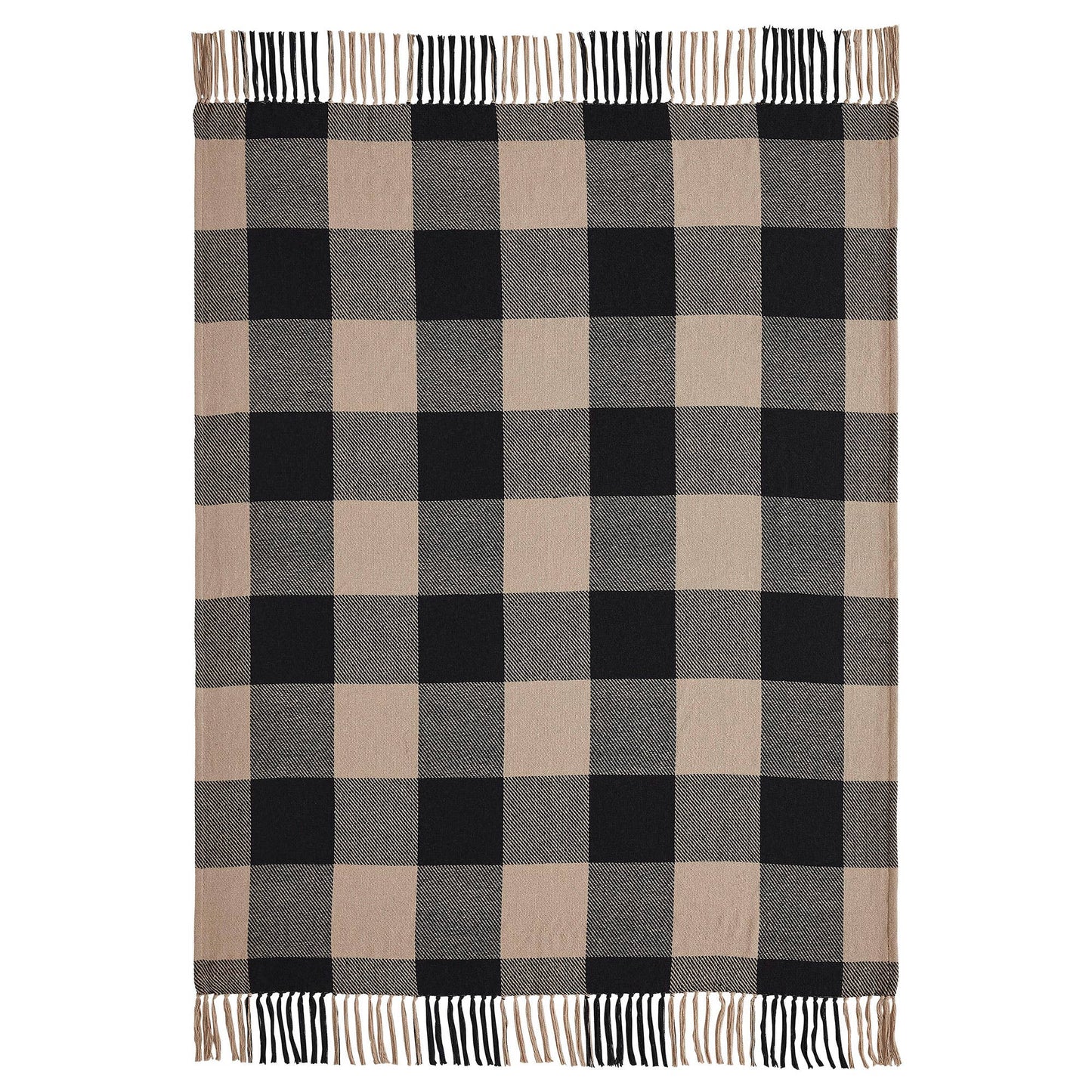 Black Check Woven Throw 50x60