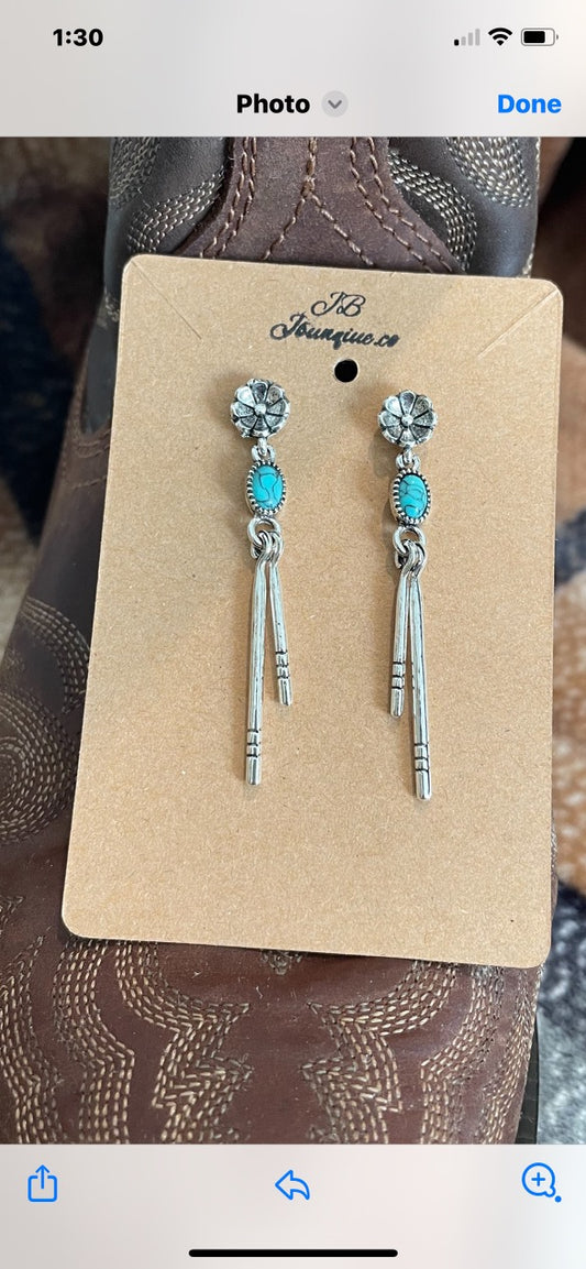 Flower turquoise dangle earrings