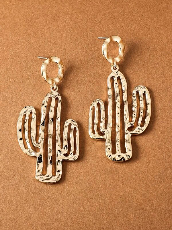 Gold Cactus Earrings