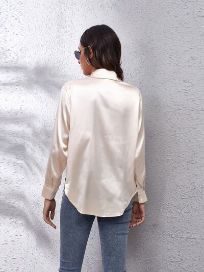 Button Up Collared Neck Long Sleeve Shirt